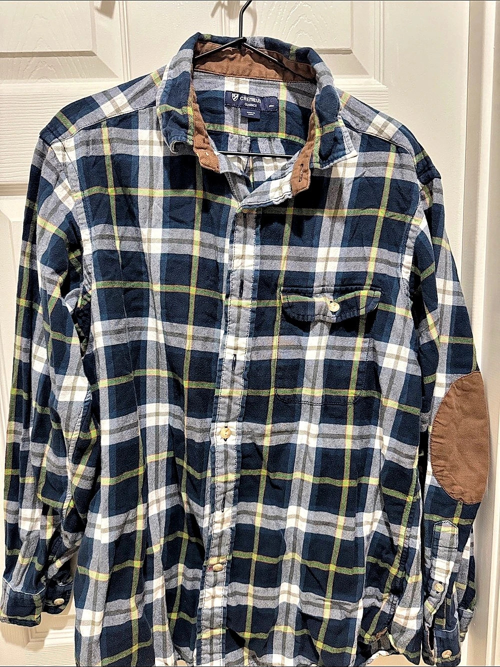 Cremieux Plaid Button Down in Blue, Green & White Size Large